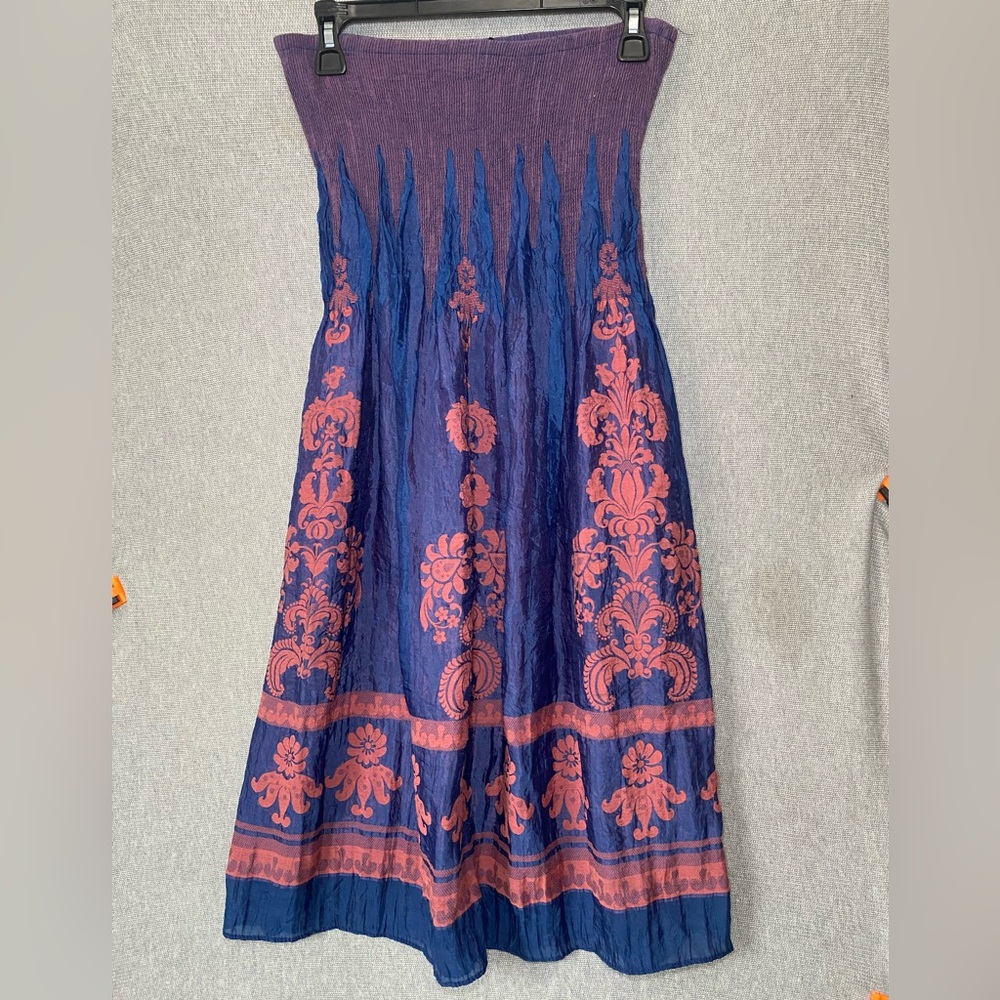 Anthropologie Lapis Smocked Tube Strapless Dress One Sz